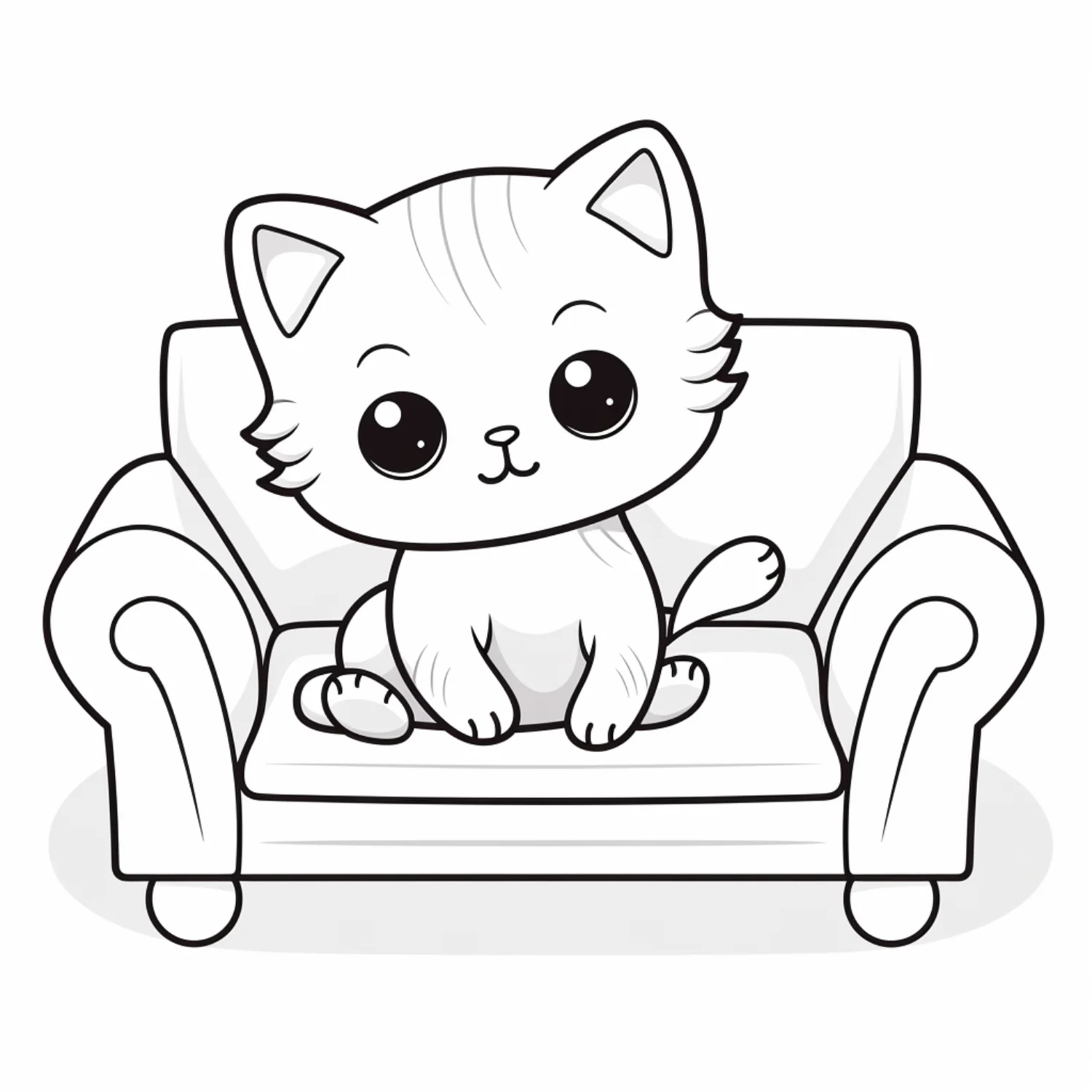 Kitten Relaxing on Sofa coloring page - free printable kitten relaxing on sofa coloring sheet for kids