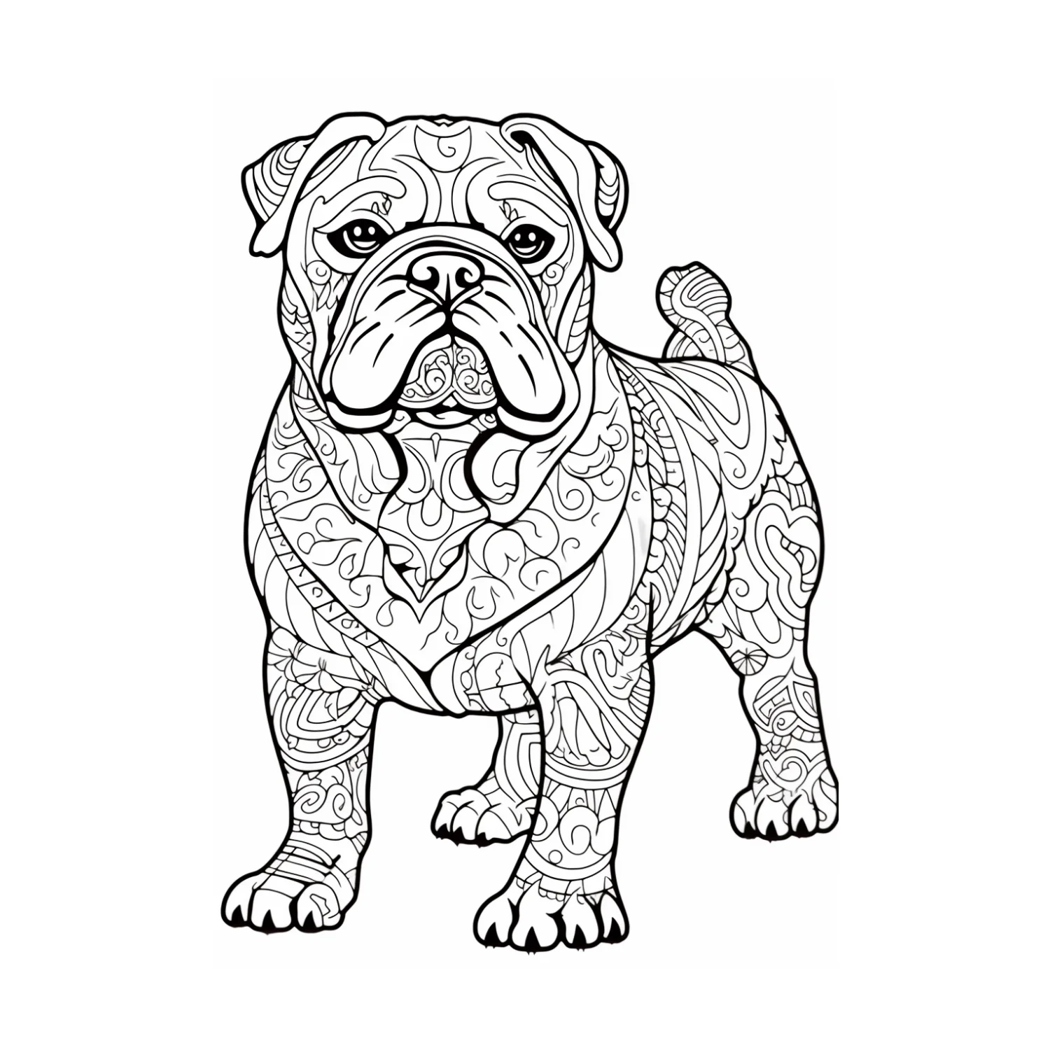 Bulldog Mandala coloring page - free printable bulldog mandala coloring sheet for kids