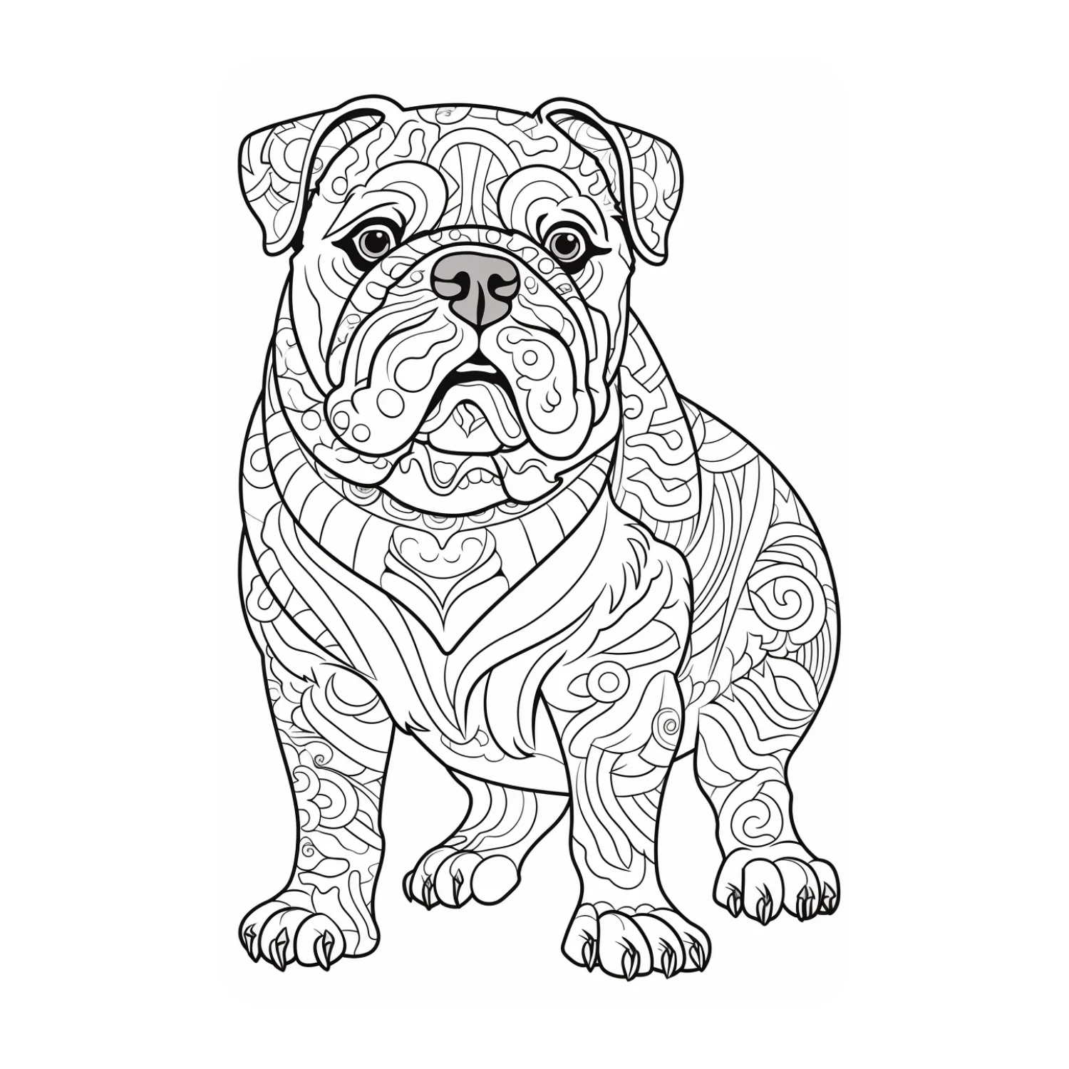 English Bulldog Mandala coloring page - free printable english bulldog mandala coloring sheet for kids