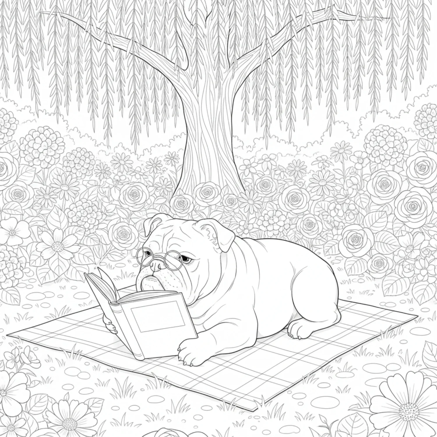 Garden Reader Bulldog coloring page - free printable garden reader bulldog coloring sheet for kids