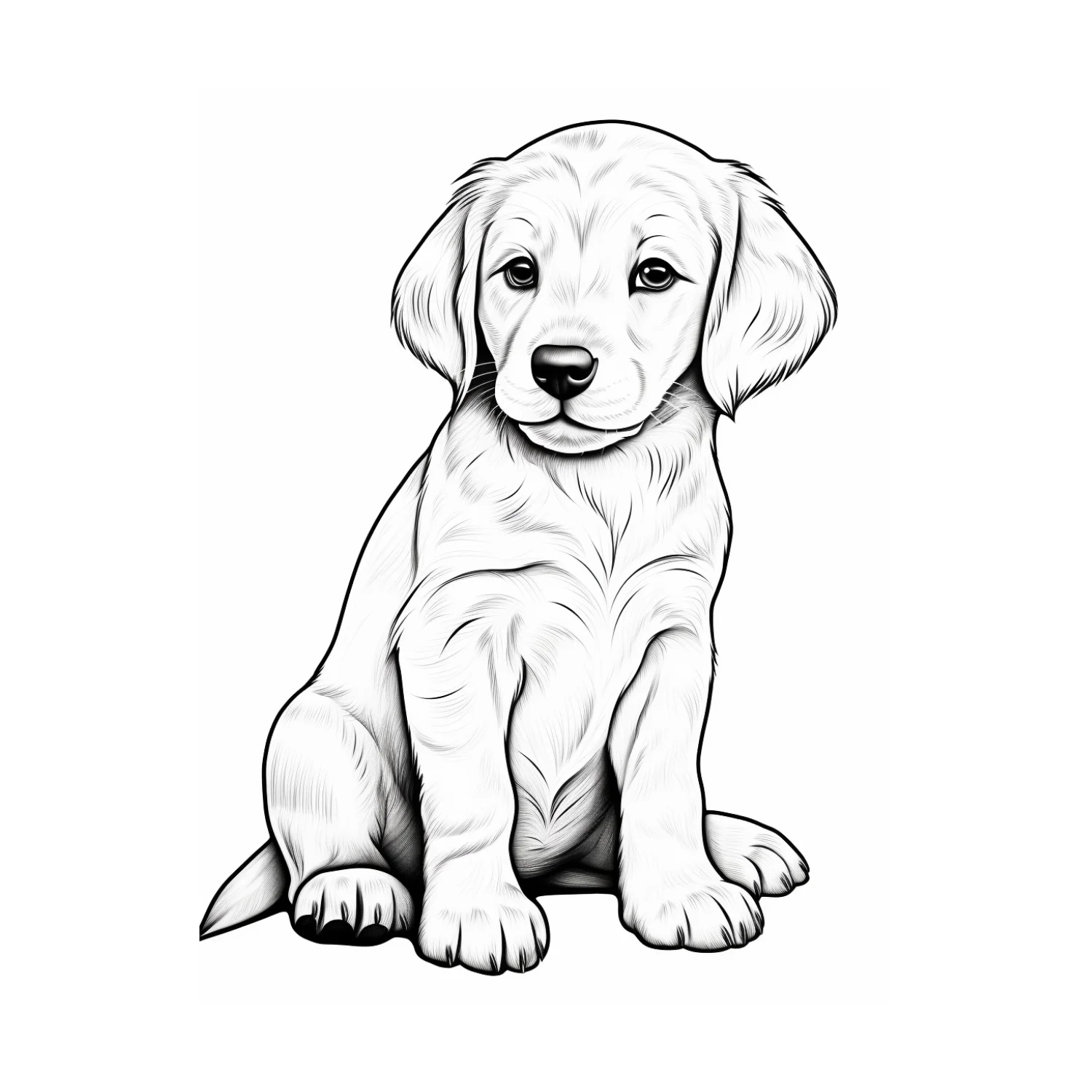 Sitting Puppy coloring page - free printable golden retriever coloring sheet for kids